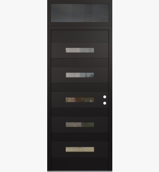 Diamond D9 36" x 96" black/black Clear Glass Panel black LHI with Transom Mirrored Glass