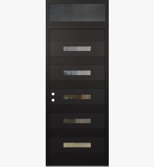 Diamond D9 36" x 96" black/black Clear Glass Panel black RHI with Transom Mirrored Glass