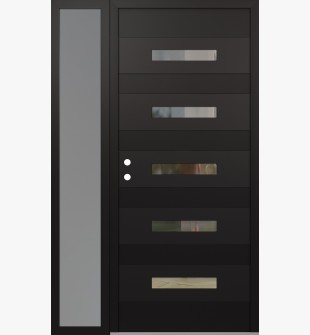 Diamond D9 52" x 80" black/black Clear Glass Panel black RHI with Sidelite frosted Glass
