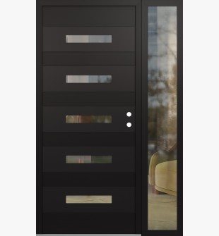 Diamond D9 52" x 80" black/black Clear Glass Panel black LHI with Sidelite Clear Glass