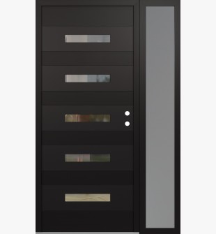 Diamond D9 52" x 80" black/black Clear Glass Panel black LHI with Sidelite frosted Glass