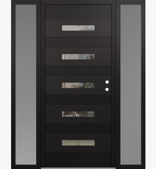 Diamond D9 64" x 80" black/black Clear Glass Panel black LHI with 2 Sidelites frosted Glass