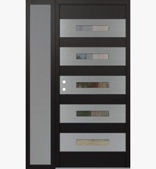 Diamond D9 50" x 80" black/black clear Glass Panel stainless steel RHI with Sidelite frosted Glass