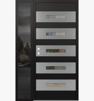 Diamond D9 52" x 80" black/black clear Glass Panel stainless steel RHI with Sidelite mirrored Glass