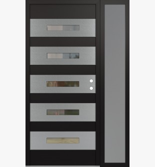 Diamond D9 48" x 80" black/black clear Glass Panel stainless steel LHI with Sidelite frosted Glass