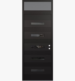 Diamond D9 36" x 96" black/black Mirrored Glass Panel black LHI with Transom frosted Glass