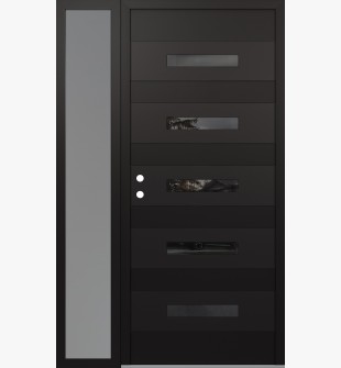 Diamond D9 50" x 80" black/black Mirrored Glass Panel black RHI with Sidelite frosted Glass