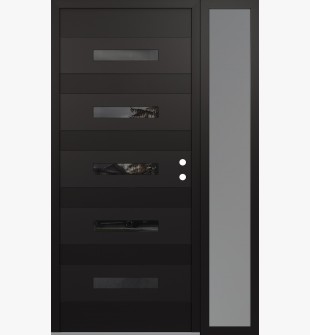 Diamond D9 48" x 80" black/black mirrored Glass Panel black LHI with Sidelite frosted Glass