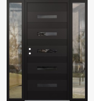 Diamond D9 60" x 80" black/black Mirrored Glass Panel black RHI with 2 Sidelites clear Glass