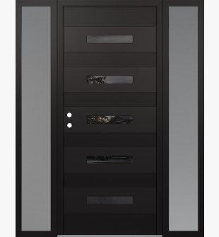 Diamond D9 64" x 80" black/black Mirrored Glass Panel black RHI with 2 Sidelites frosted Glass