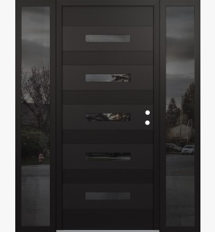 Diamond D9 64" x 80" black/black Mirrored Glass Panel black LHI with 2 Sidelites Mirrored Glass