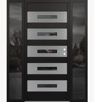 Diamond D9 60" x 80" black/black Mirrored Glass Panel stainless steel LHI with 2 Sidelites Mirrored Glass