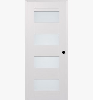 RTA LEFT HAND PREHUNG CONCEALED DOOR SLAB DELLA VETRO BIANCO NOBLE 28" X 80" X 1 9/16" FROSTED GLASS