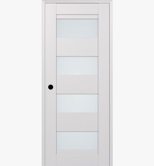 RTA RIGHT HAND PREHUNG CONCEALED DOOR SLAB DELLA VETRO BIANCO NOBLE 24" X 80" X 1 9/16" FROSTED GLASS