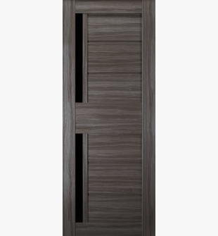 DOOR SLAB ESTA BL VETRO GRAY OAK 28" X 92 1/2" X 1 9/16" BLACK GLASS
