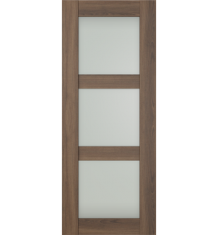 DOOR SLAB AVON 3 LITE VETRO PECAN NUTWOOD 24" X 84" X 1 3/4"