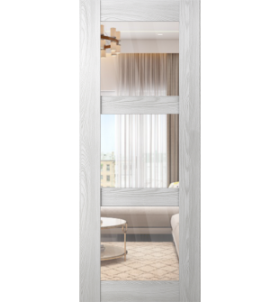 DOOR SLAB AVON 3 LITE CLEAR VETRO RIBEIRA ASH 18" X 80" X 1 3/4" TEMPERED CLEAR GLASS