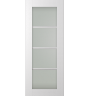 RTA DOOR SLAB PALLADIO 4 LITE VETRO BIANCO NOBLE 30" X 80" X 1 9/16" TEMPERED FROSTED GLASS