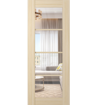 DOOR SLAB AVON 4 LITE CLEAR VETRO LOIRE ASH 18" X 96" X 1 3/4" TEMPERED CLEAR GLASS