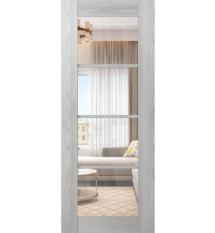 DOOR SLAB AVON 4 LITE CLEAR VETRO RIBEIRA ASH 18" X 96" X 1 3/4" TEMPERED CLEAR GLASS