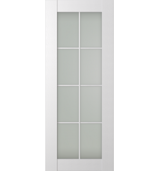 DOOR SLAB PALLADIO 8 LITE VETRO BIANCO NOBLE 30" X 80" X 1 9/16" TEMPERED FROSTED GLASS