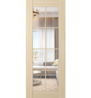 DOOR SLAB AVON 8 LITE CLEAR VETRO LOIRE ASH 36" X 84" X 1 3/4" TEMPERED CLEAR GLASS