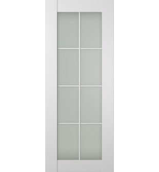 DOOR SLAB SMART PRO 8 LITE VETRO POLAR WHITE 28" X 80" X 1 3/4" TEMPERED FROSTED GLASS