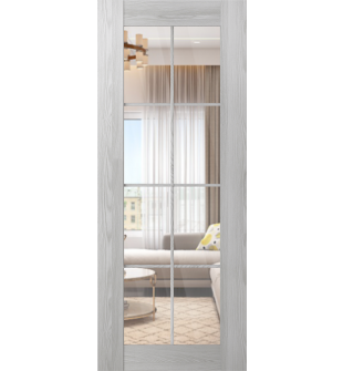 DOOR SLAB AVON 8 LITE CLEAR VETRO RIBEIRA ASH 36" X 80" X 1 3/4" TEMPERED CLEAR GLASS