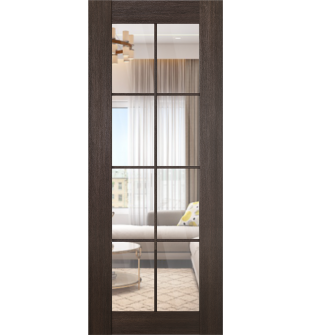 DOOR SLAB AVON 8 LITE CLEAR VETRO VERALINGA OAK 28" X 80" X 1 3/4" TEMPERED CLEAR GLASS