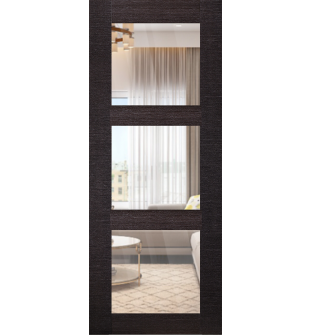 DOOR SLAB AVANTI 3 LITE CLEAR VETRO BLACK APRICOT 36" X 80" X 1 3/4" TEMPERED CLEAR GLASS