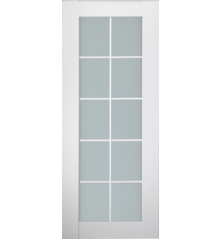 DOOR SLAB SMART PRO 10 LITE VETRO POLAR WHITE 36" X 84" X 1 3/4" TEMPERED FROSTED GLASS