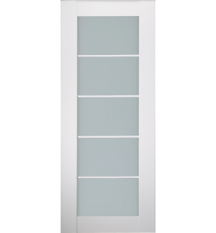 DOOR SLAB SMART PRO 5 LITE VETRO POLAR WHITE 28" X 84" X 1 3/4" TEMPERED FROSTED GLASS