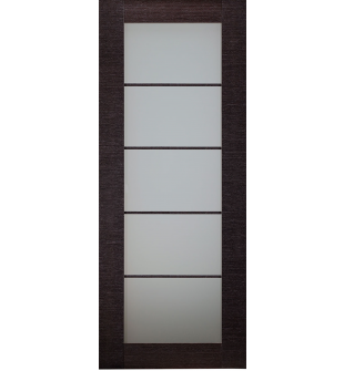 DOOR SLAB AVANTI 5 LITE VETRO BLACK APRICOT 28" X 84" X 1 3/4" TEMPERED FROSTED GLASS