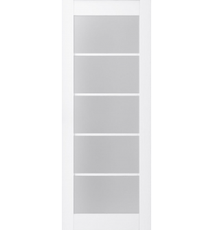 DOOR SLAB PALLADIO 5 LITE VETRO BIANCO NOBLE 28" X 84" X 1 9/16" TEMPERED FROSTED GLASS