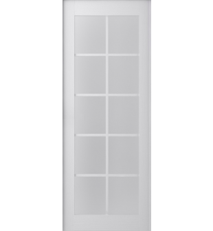DOOR SLAB PALLADIO 10 LITE VETRO BIANCO NOBLE 30" X 84" X 1 9/16" TEMPERED FROSTED GLASS
