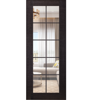 DOOR SLAB AVANTI 10 LITE CLEAR VETRO BLACK APRICOT 30" X 92 1/2" X 1 3/4" TEMPERED CLEAR GLASS