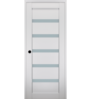 RTA RIGHT HAND PREHUNG CONCEALED DOOR SLAB LEORA VETRO BIANCO NOBLE 30" X 80" X 1 9/16" FROSTED GLASS