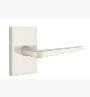 EMTEK ATHENA LEVER WITH MODERN RECTANGULAR ROSETTE PASSAGE LH SATIN NICKEL (US15) 5112