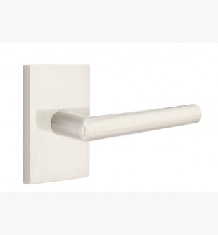 EMTEK STUTTGART LEVER WITH MODERN RECTANGULAR ROSETTE DUMMY SATIN NICKEL (US15) 5052