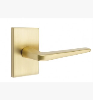 EMTEK ATHENA LEVER WITH MODERN RECTANGULAR ROSETTE PASSAGE LH SATIN BRASS (US4) 5112