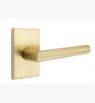 EMTEK STUTTGART LEVER WITH MODERN RECTANGULAR ROSETTE PASSAGE LH SATIN BRASS (US4) 5112
