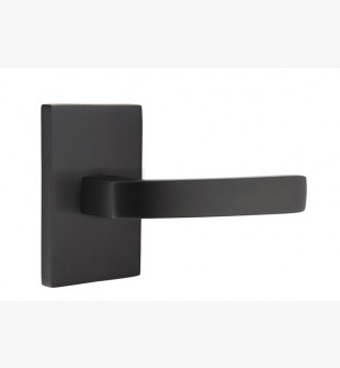 EMTEK BRESLIN LEVER WITH MODERN RECTANGULAR ROSETTE PRIVACY LH FLAT BLACK (US19) 5212