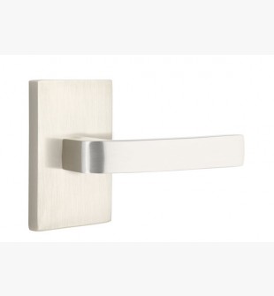 EMTEK BRESLIN LEVER WITH MODERN RECTANGULAR ROSETTE PASSAGE RH SATIN NICKEL (US15) 5112