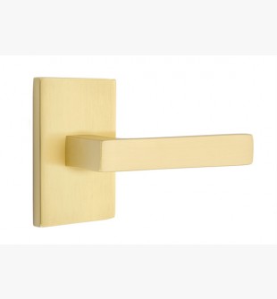EMTEK DUMONT LEVER WITH MODERN RECTANGULAR ROSETTE PRIVACY RH SATIN BRASS (US4) 5212