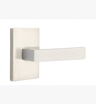 EMTEK DUMONT LEVER WITH MODERN RECTANGULAR ROSETTE PASSAGE RH SATIN NICKEL (US15) 5112