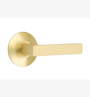 EMTEK DUMONT LEVER WITH MODERN ROSETTE DUMMY SATIN BRASS (US4) 5057
