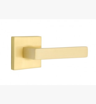 EMTEK DUMONT LEVER WITH SQUARE ROSETTE PRIVACY LH SATIN BRASS (US4) 5210