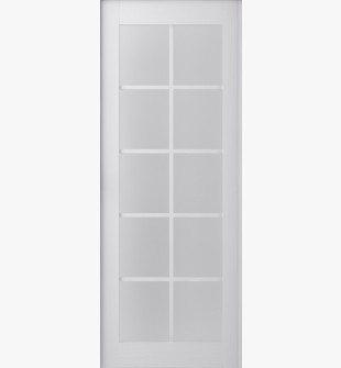 DOOR SLAB PALLADIO 10 LITE VETRO BIANCO NOBLE 32" X 92 1/2" X 1 9/16" TEMPERED FROSTED GLASS