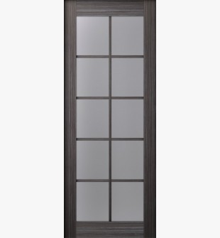 DOOR SLAB PALLADIO 10 LITE VETRO GRAY OAK 36" X 80" X 1 9/16" TEMPERED FROSTED GLASS