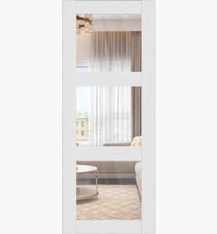 DOOR SLAB PALLADIO 3 LITE CLEAR VETRO BIANCO NOBLE 32" X 84" X 1 9/16" TEMPERED CLEAR GLASS